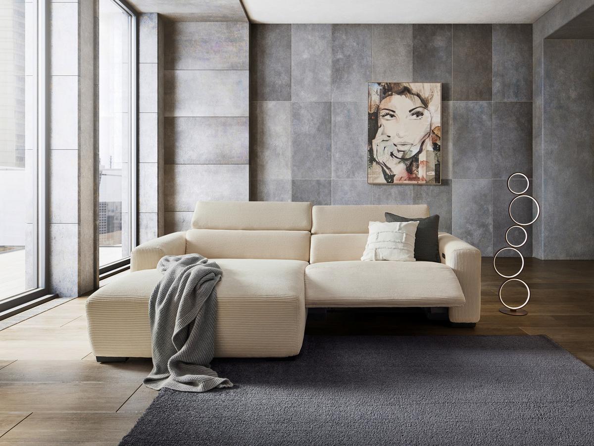 ROHOVÁ SEDAČKA BONDICO 255 - černá/béžová, Moderní, kov/dřevo (170/255cm) - Mömax