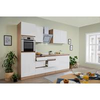 Küchenzeile Premium mit Geräten 270 cm Weiß/Eiche Dekor Modern - Eichefarben/Weiß, MODERN, Holzwerkstoff (270cm) - Respekta