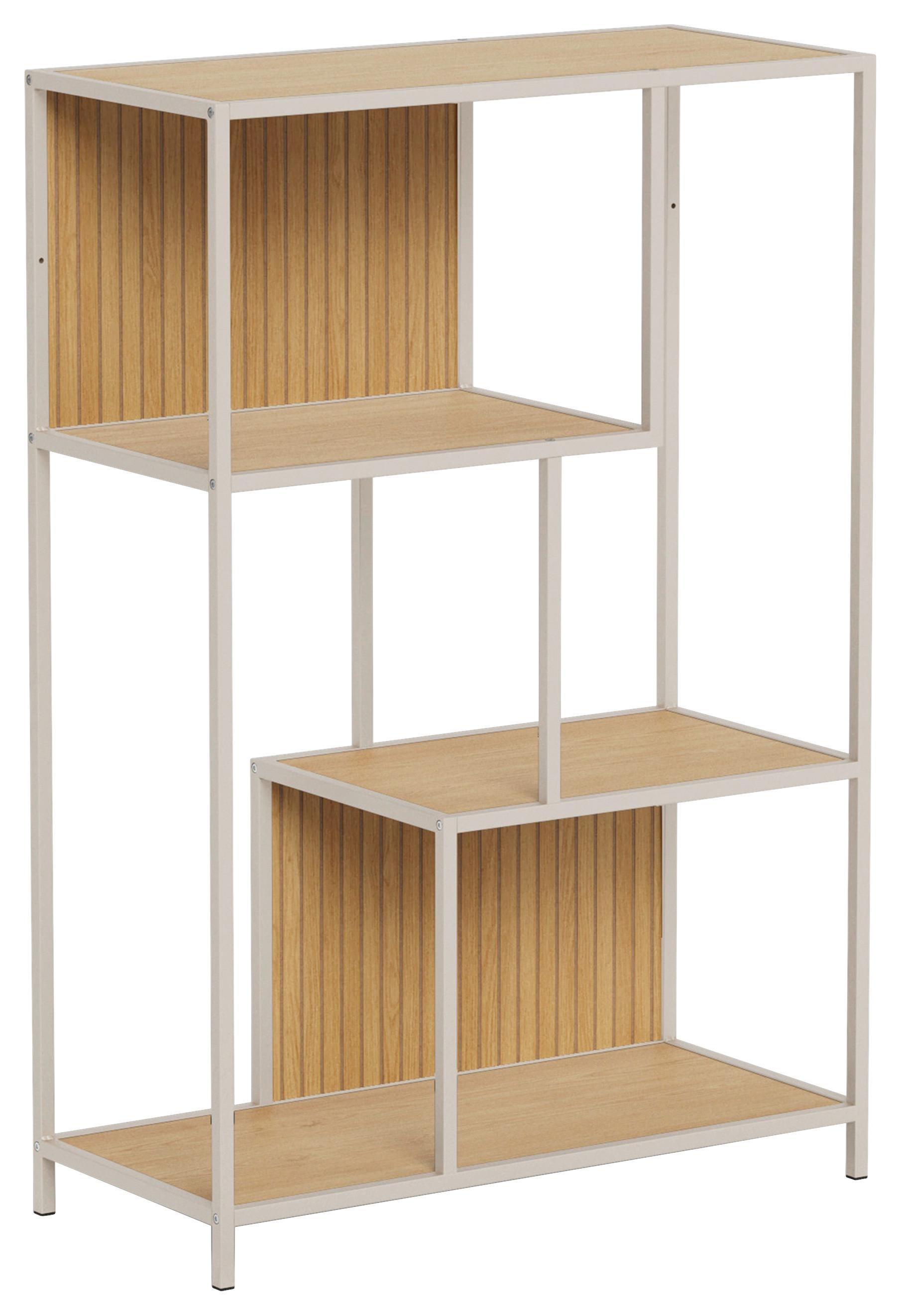 REGÁL SEAFORD - sivá/farba duba, Modern, kov/kompozitné drevo (77/114/35cm) - Xora