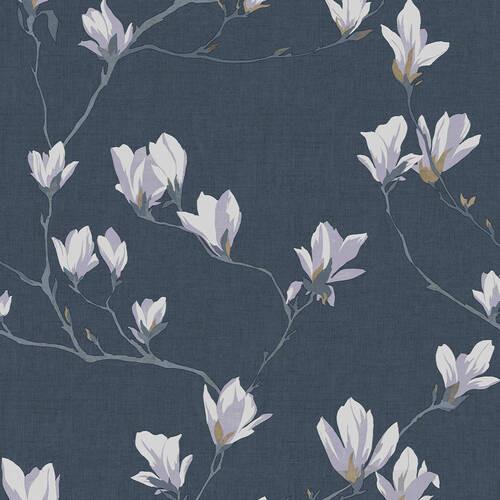Vliestapete Magnolia Grove - Grau, Basics, Papier/Kunststoff (52/1000cm)