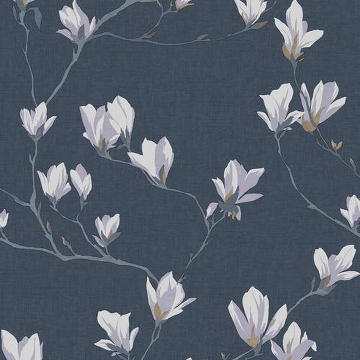 Vliestapete Magnolia Grove - Grau, Basics, Papier/Kunststoff (52/1000cm)