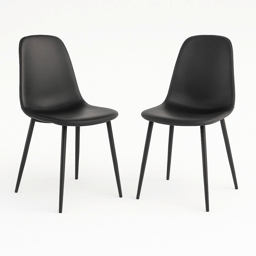 STUHL-SET Stockholm Schwarz B: 44 cm - Schwarz, MODERN, Textil/Metall (44/86/54cm) - MID.YOU