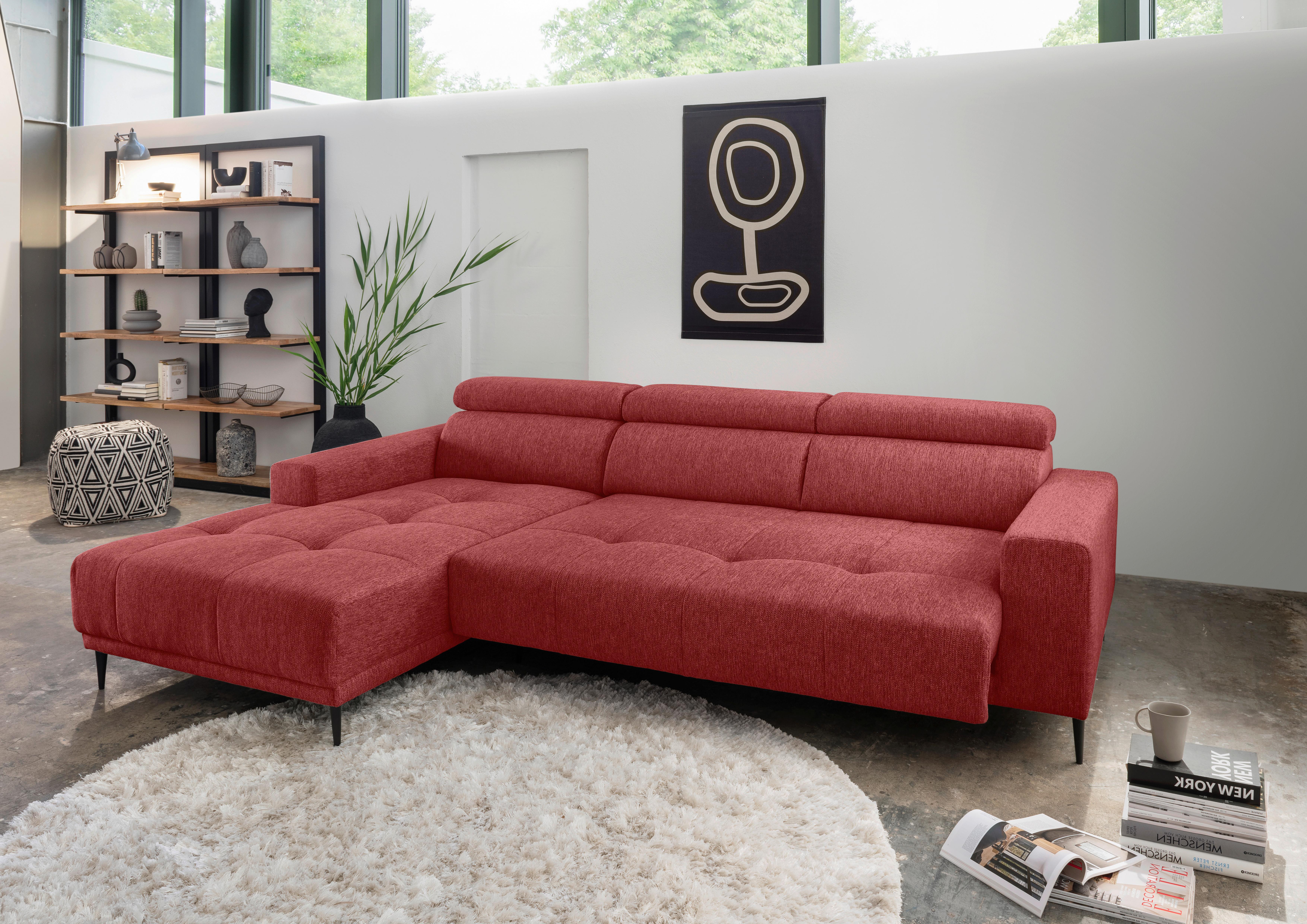 Ecksofa Intera, Rot S: 188x276 Cm - Rot/Schwarz, KONVENTIONELL, Textil (188/276cm) - Livetastic