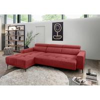 Ecksofa Intera, Rot S: 188x276 Cm - Rot/Schwarz, KONVENTIONELL, Textil (188/276cm) - Livetastic