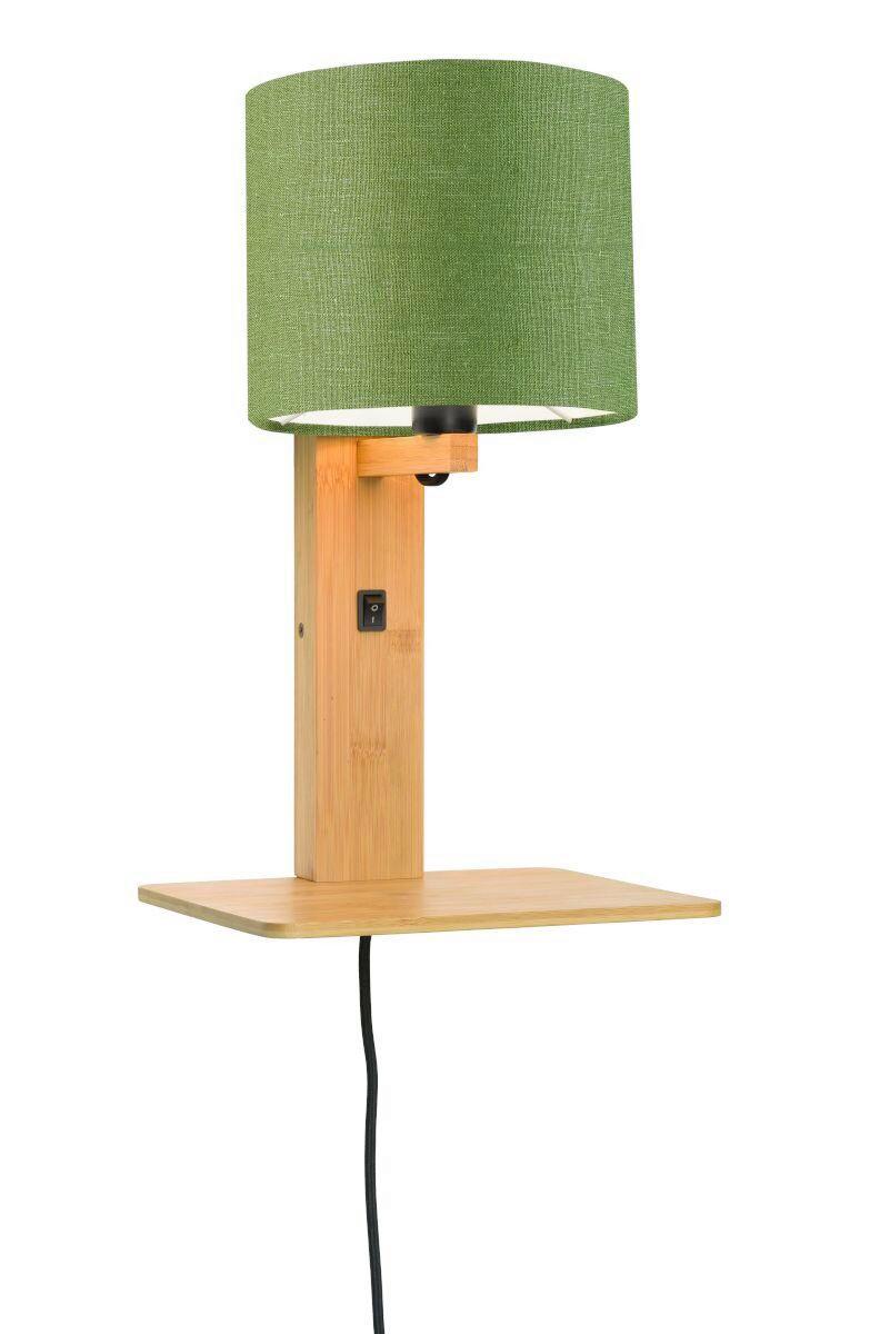 Wandleuchte Andes/W1/N/1815/Gf - Naturfarben/Grün, Trend, Holz/Textil (19/24/36cm) - Good & Mojo