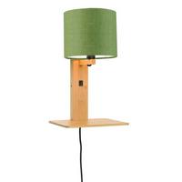 WANDLEUCHTE ANDES/W1/N/1815/GF - Naturfarben/Grün, Trend, Holz/Textil (19/24/36cm) - Good & Mojo