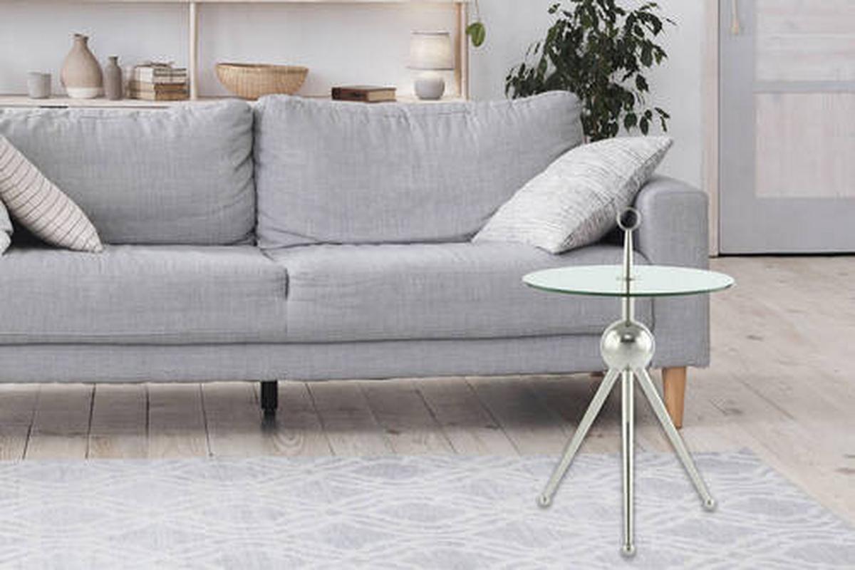 Beistelltisch Mit Glasplatte Rund Ontario, Klar/silber - Silberfarben, MODERN, Glas/Metall (46/46/52cm) - Kayoom