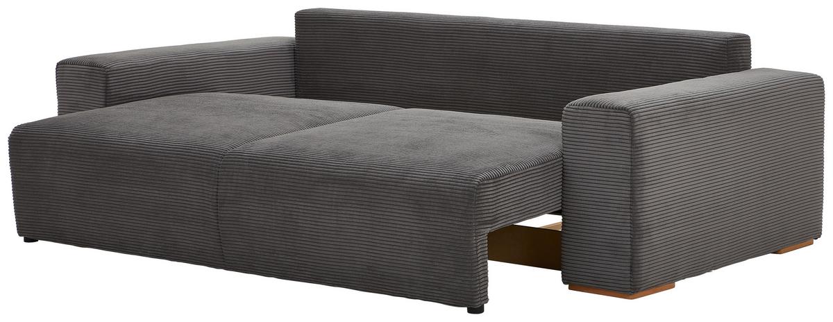 Schlafsofa Vouge Grau Bettkasten, B: 255 Cm - Buchefarben/Schwarz, KONVENTIONELL, Textil (255/86/123cm) - Livetastic