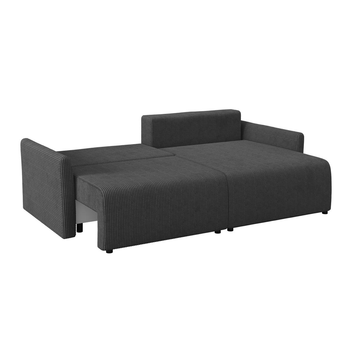 Ecksofa mit Schlaffunktion Sonos, Schwarz 228x146 cm - Ecru/Schwarz, MODERN, Textil (228/146cm)
