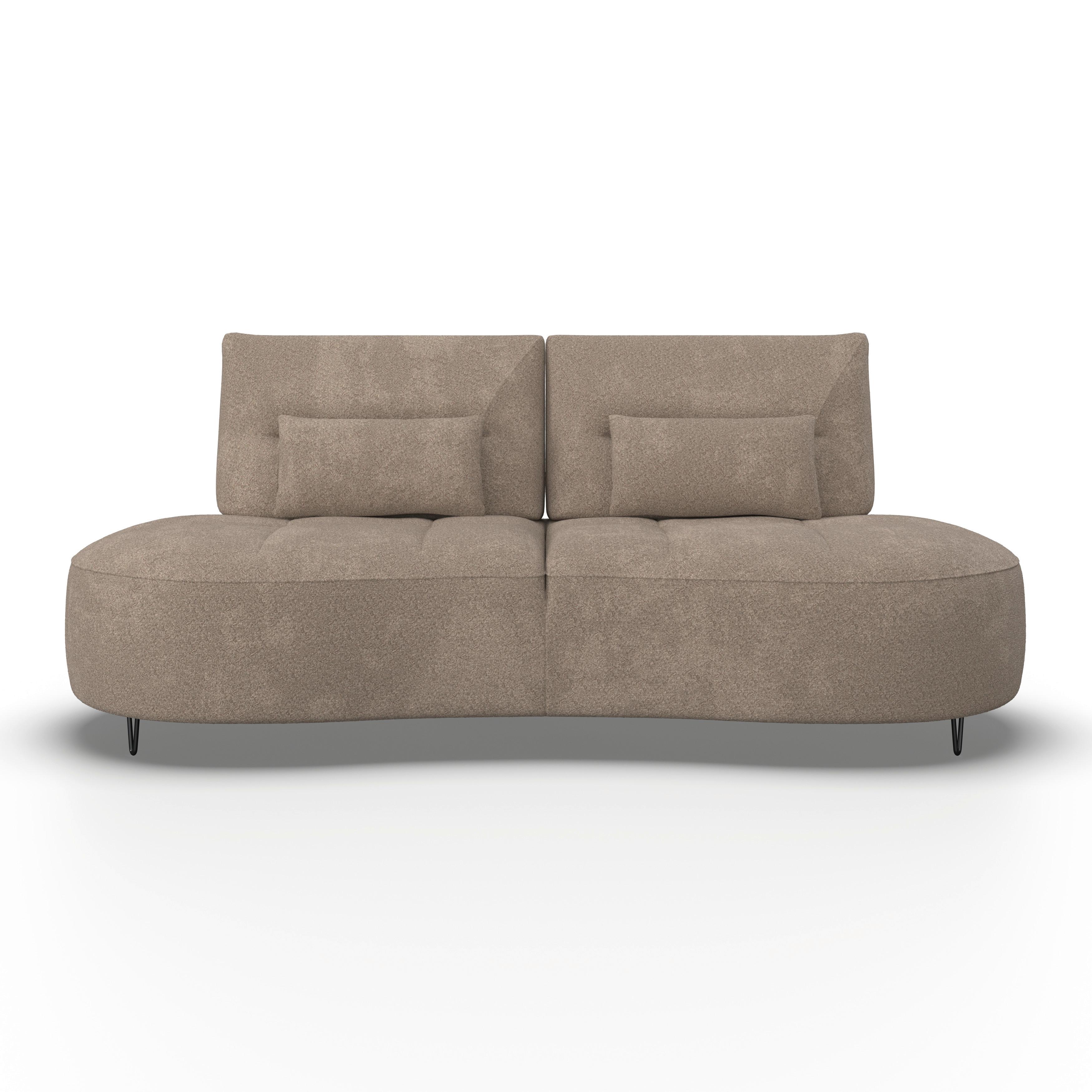 Dvoumístná pohovka BENNY, hnědé buklé, max. 360 kg - černá/hnědá, Moderní, kov/dřevo (224/85/114cm) - Bessagi Home