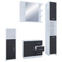Badmöbel-Set 4-Tlg. Zalo B: 140 cm Schwarz/Weiß Dekor - Schwarz/Weiß, MODERN, Holzwerkstoff (140cm) - MID.YOU