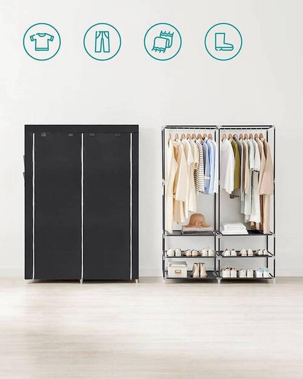 Stoffschrank B: 127 cm Grau - Grau, Trend, Kunststoff/Textil (127/176/45cm) - Boxxx