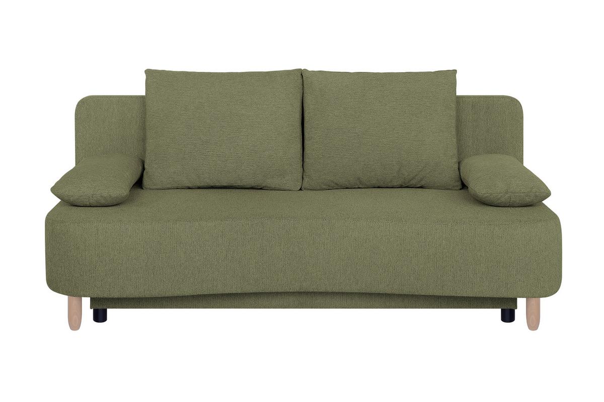 2-sitzer-sofa Lara Mit Schlaffunktion & Bettkasten - Buchefarben/Schwarz, Design, Holzwerkstoff/Textil (193/86/85cm) - P & B