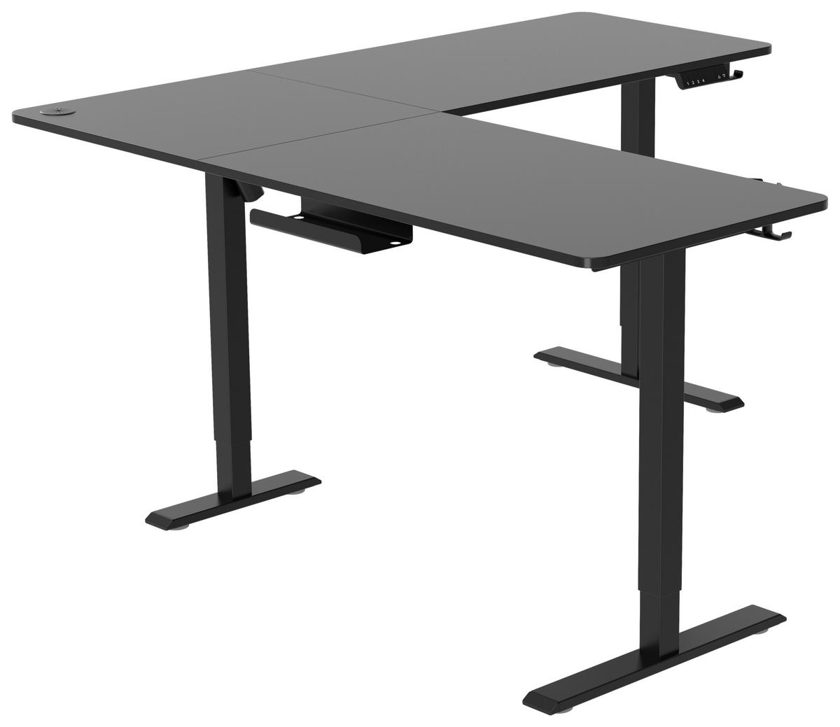 Eckschreibtisch Nimi Schwarz L: 160cm - Schwarz, MODERN, Holzwerkstoff/Kunststoff (160/160/72-117cm) - Livetastic