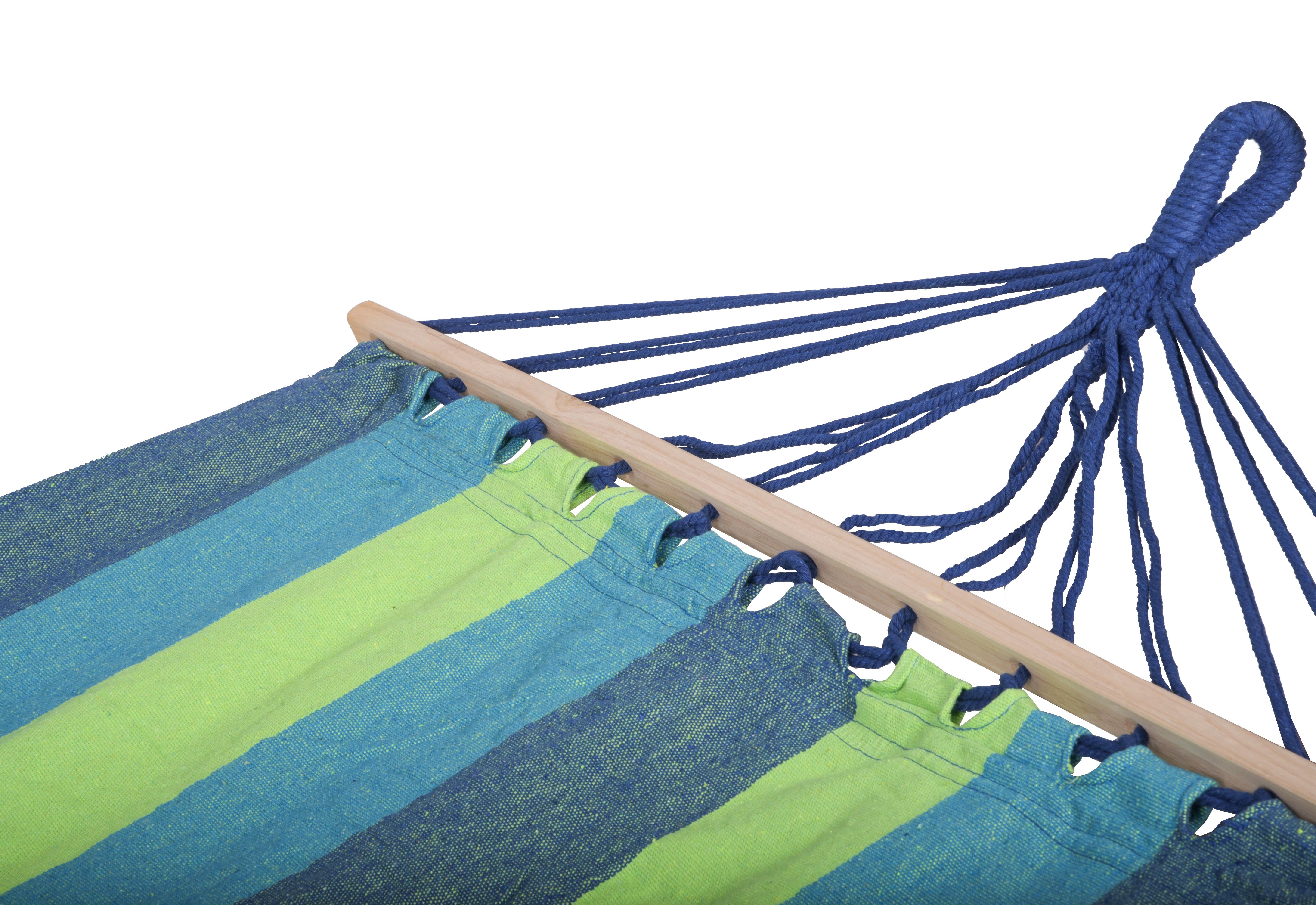 Hängematte Hawaii Mit Stäben - Blau/Naturfarben, Basics, Holz/Kunststoff (100/280cm)