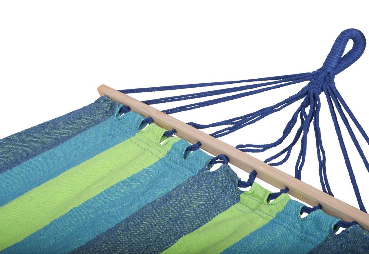 Hängematte Hawaii mit Stäben - Blau/Naturfarben, Basics, Holz/Kunststoff (100/280cm)