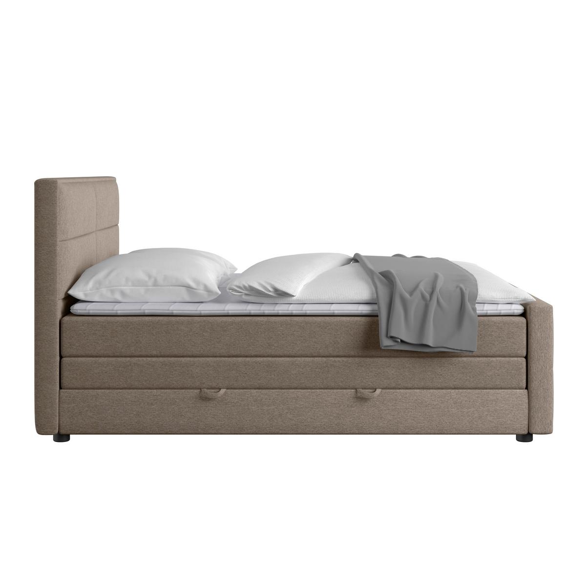 Boxspringbett mit Bettkasten Palermo 180x200 Beige - Beige/Schwarz, MODERN, Holz/Holzwerkstoff (180/200cm) - MID.YOU