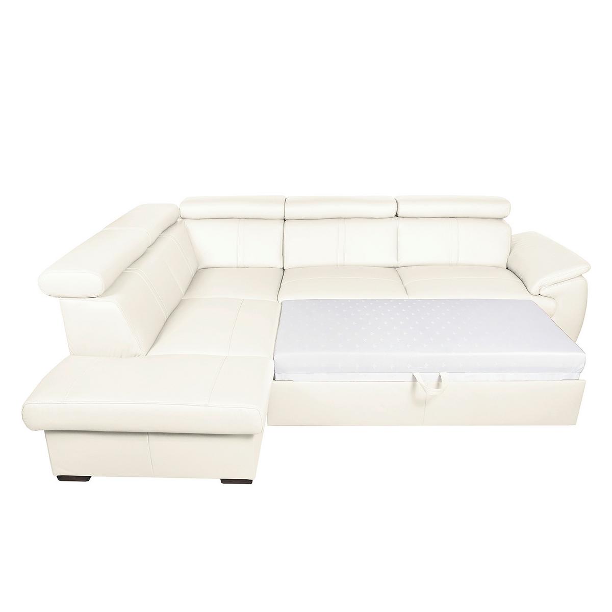 Ecksofa City Weiß B: 211x265 cm - Wengefarben/Weiß, Design, Leder (211/265cm) - Livetastic