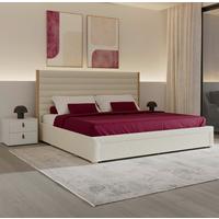 Čalúnená posteľ TALYA 180x200, slonovinová - svetlohnedá/slonovinová, Modern, kov/drevo (180/200cm) - Bessagi Home