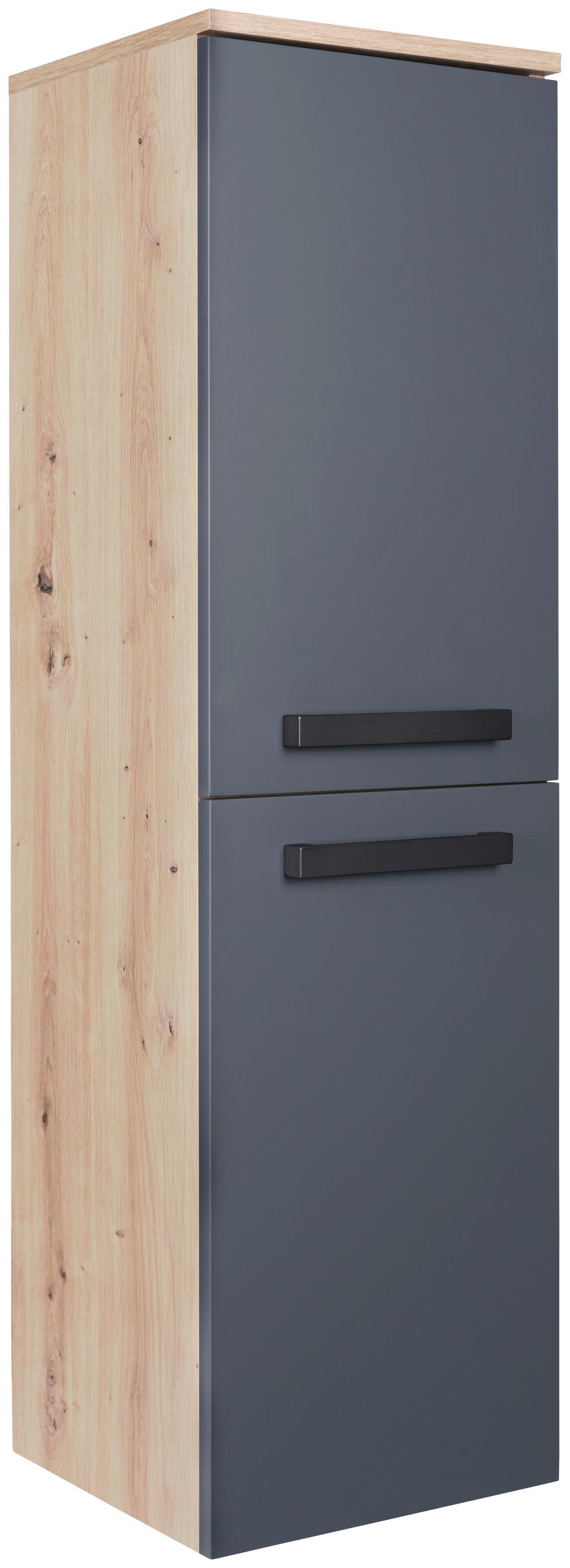 Midischrank Rina BxH 35x120 cm Schwarz - Anthrazit/Eiche Artisan, KONVENTIONELL, Holzwerkstoff (35/120/33cm)