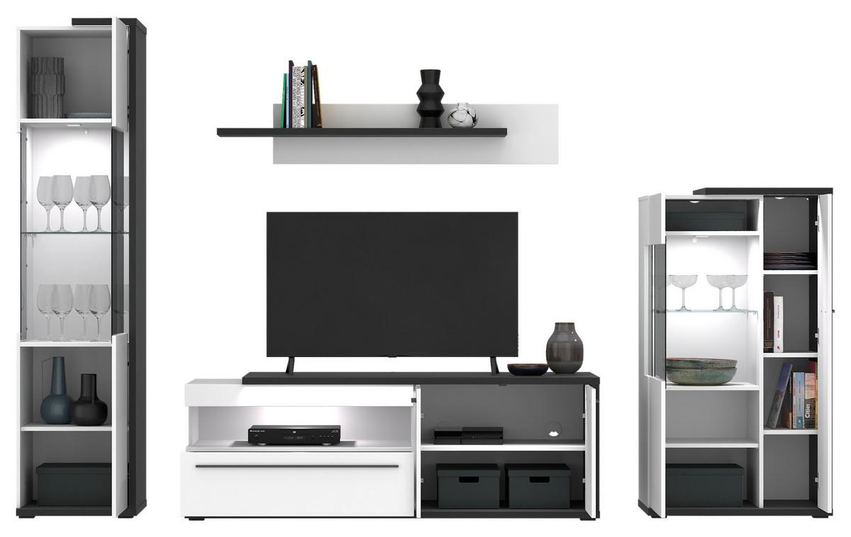 Wandboard Ambiente B: 140 cm Alpinweiss, Anthrazit - Anthrazit/Weiß, MODERN, Holzwerkstoff (140/25/20cm)