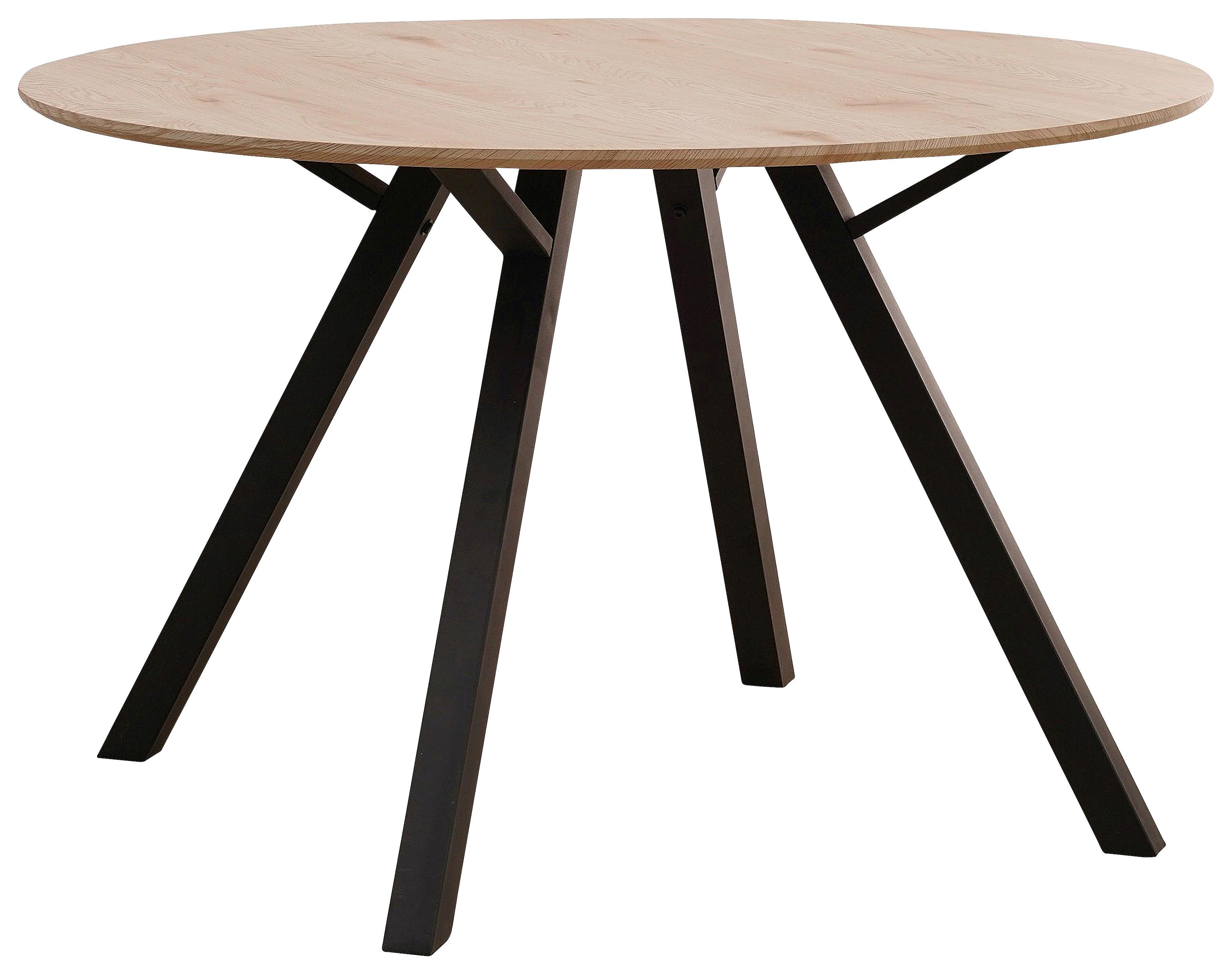 Esstisch Rund Arno 120x76 Naturfarben - Schwarz/Naturfarben, KONVENTIONELL, Holzwerkstoff/Metall (120/76/120cm)