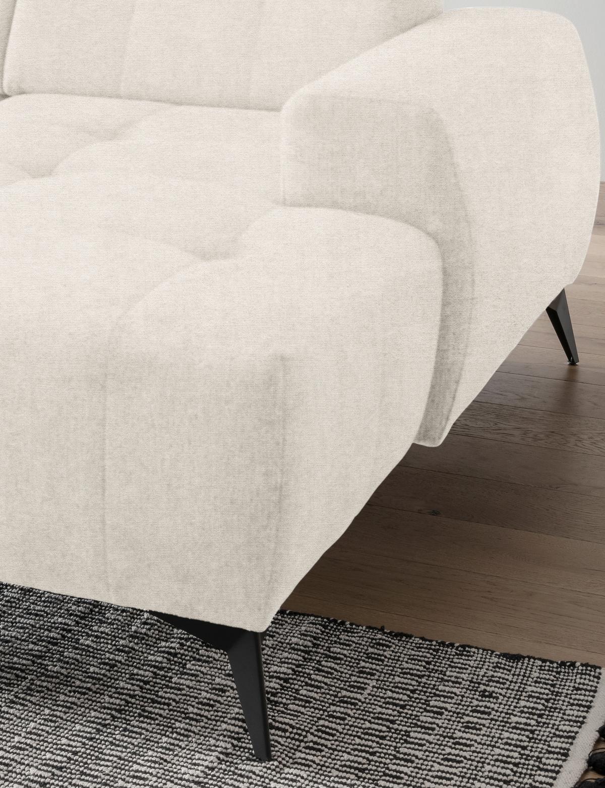 Ecksofa mit USB Anschluss Sano, Creme, S: 258x180 cm - Creme/Schwarz, MODERN, Textil (258/180cm) - Livetastic