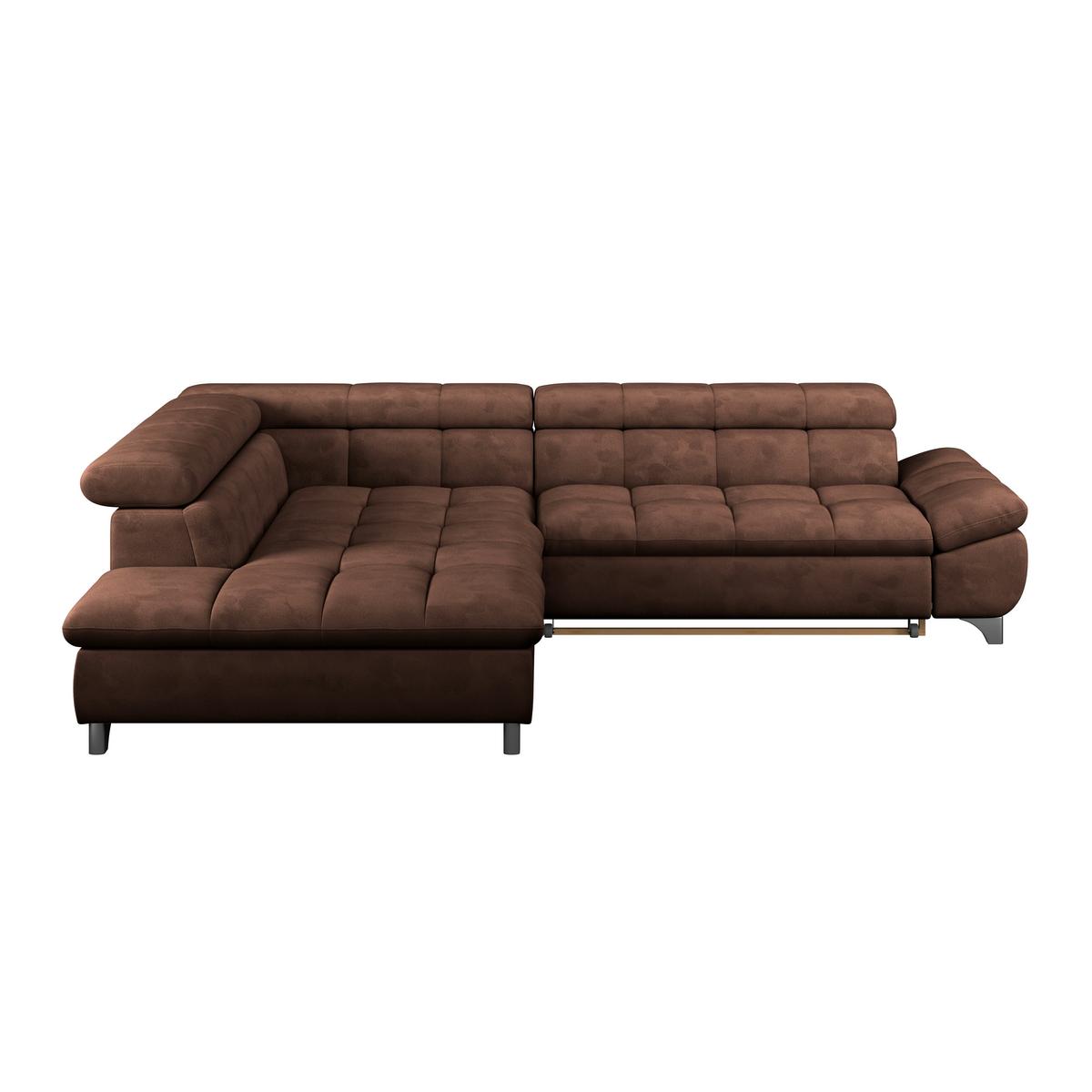 Eckbank Gemini Braun, B: 234cm - Chromfarben/Braun, KONVENTIONELL, Textil (234/312cm)