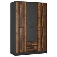 Gyerek Ruhásszekrény Nubi - ótölgy/sötétszürke, Modern, faalapú anyag (128/196/60cm)