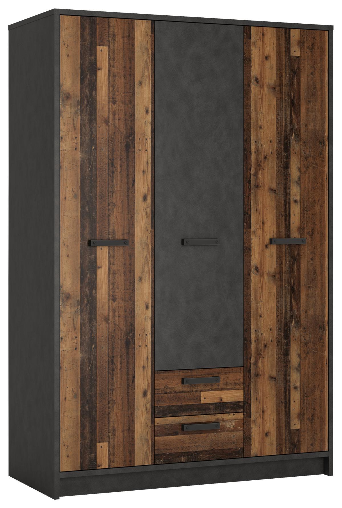 Gyerek Ruhásszekrény Nubi - ótölgy/sötétszürke, Modern, faalapú anyag (128/196/60cm)