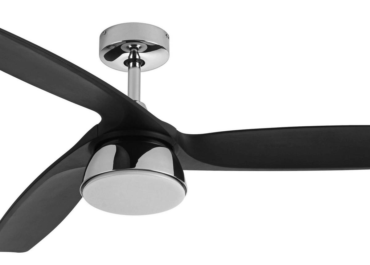 Deckenventilator Bronx - Chromfarben/Schwarz, Basics, Kunststoff/Metall (132/21.5/132cm)