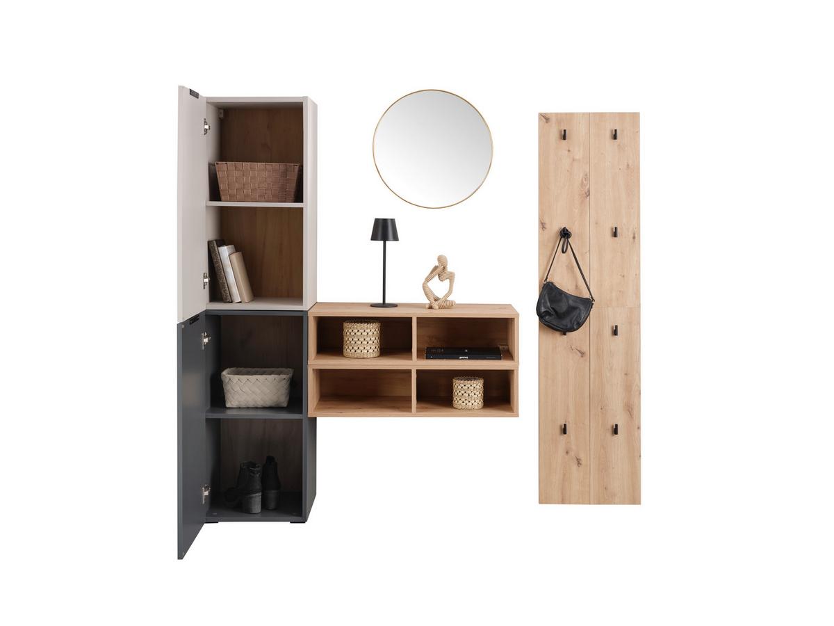 GARDEROBE CIAO SET 4 - Kaschmir/Eiche Artisan, MODERN, Holzwerkstoff (160/181/37,9cm)