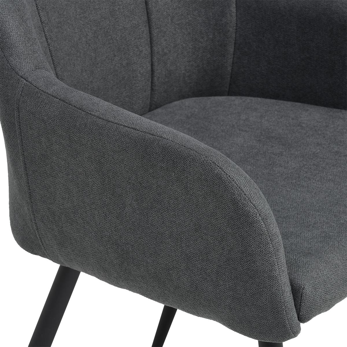 Armlehnstuhl Adelina Grau/Schwarz Gepolstert - Schwarz/Grau, LIFESTYLE, Textil/Metall (56/87/60cm) - MID.YOU