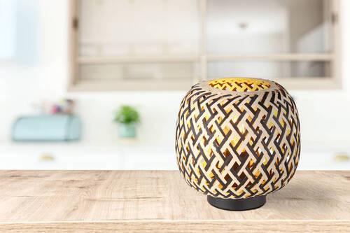 Tischleuchte 15766t Colly - Schwarz/Naturfarben, Natur, Naturmaterialien/Kunststoff (20/19,5cm) - Globo