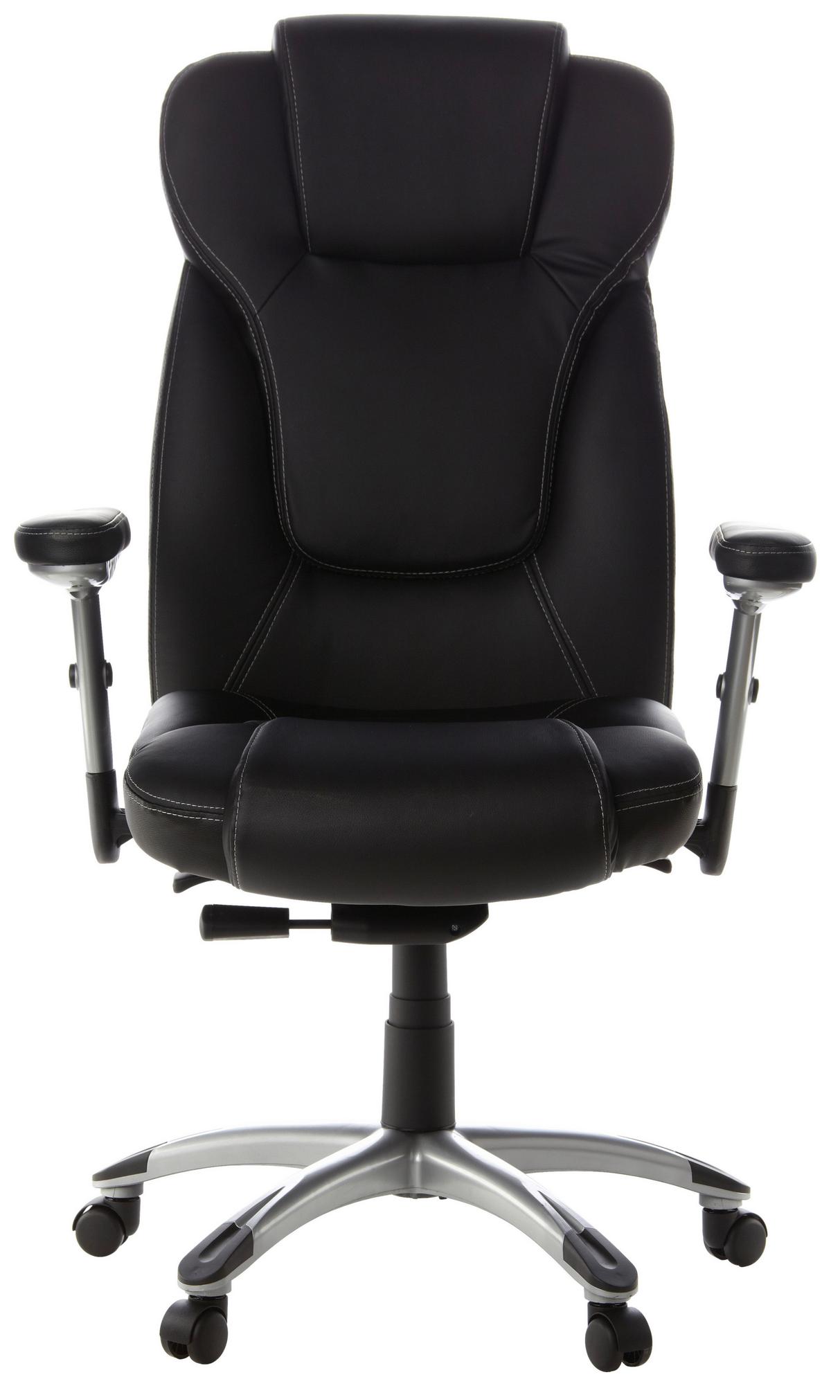 Chefsessel Embassy 200 Schwarz - Silberfarben/Schwarz, MODERN, Leder/Kunststoff (63/131/53cm) - MID.YOU