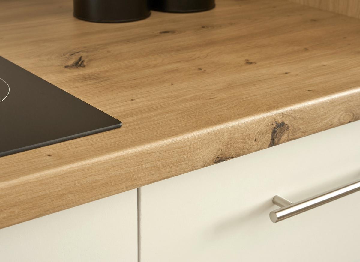 Küchenblock Capri Weiß/eiche Dekor B: 280 Cm - Weiß/Eiche Artisan, Basics, Glas/Holzwerkstoff (280cm) - MID.YOU