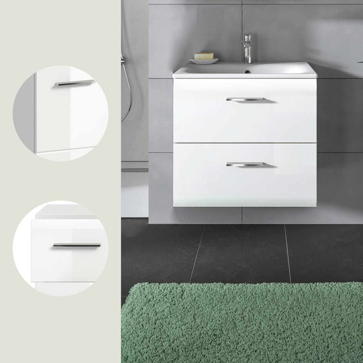 Waschtischkombi Ice Weiß Hg B: 60 Cm - Weiß Hochglanz/Weiß, MODERN, Keramik/Holzwerkstoff - MID.YOU