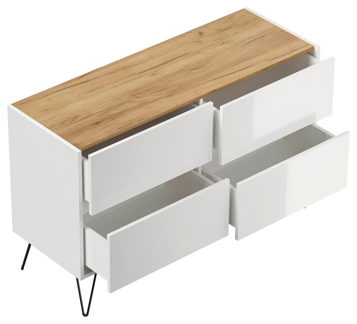 Sideboard Posseik Industrial Weiß/eichefarben B: 119 Cm - Eichefarben/Schwarz, Design, Holzwerkstoff (119/75/42cm) - P & B