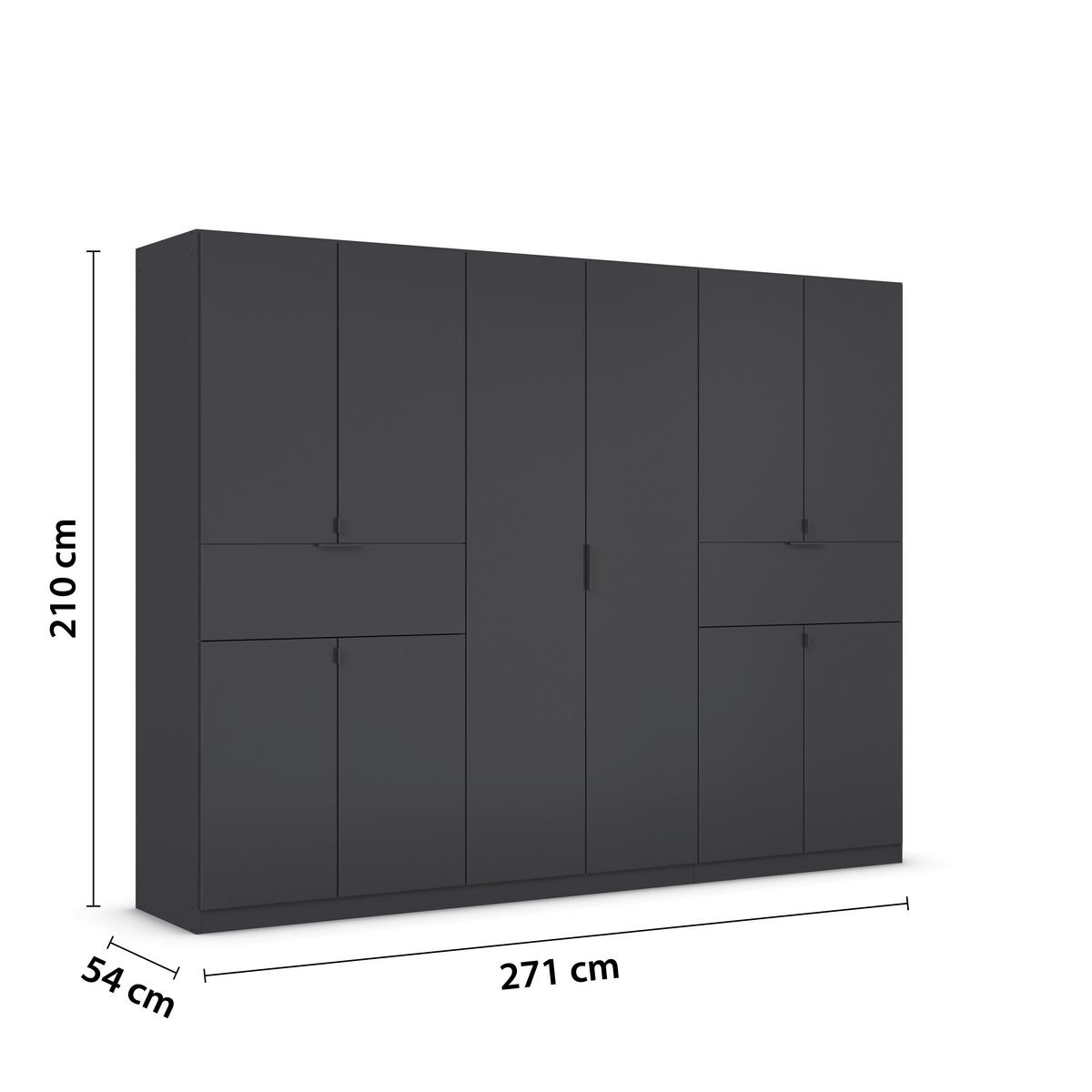 Drehtürenschrank 71 Cm Ticao Grau - Grau, MODERN, Holzwerkstoff (271/210/54cm) - Rauch Möbel