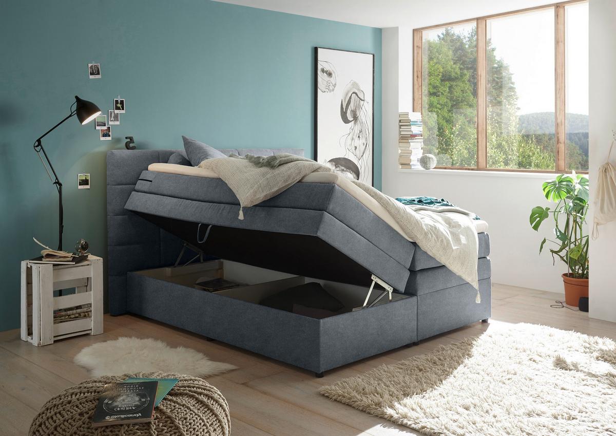 Boxspringbett Mit Topper & Bettkasten 180x200 Tacoma 3 - Anthrazit, KONVENTIONELL, Kunststoff/Textil (180/200cm) - MID.YOU