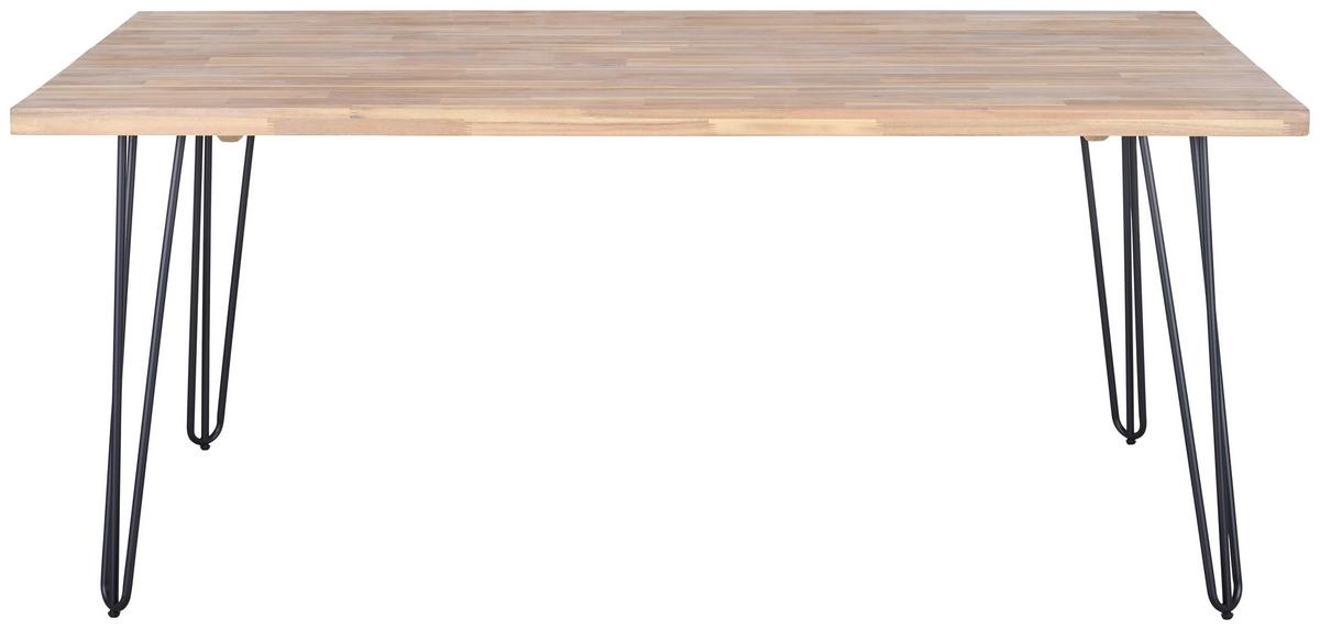 Gartentisch Bergen Aus Akazienholz L: 180 cm - Schwarz/Akaziefarben, MODERN, Holz/Metall (180/75/100cm) - Beldano