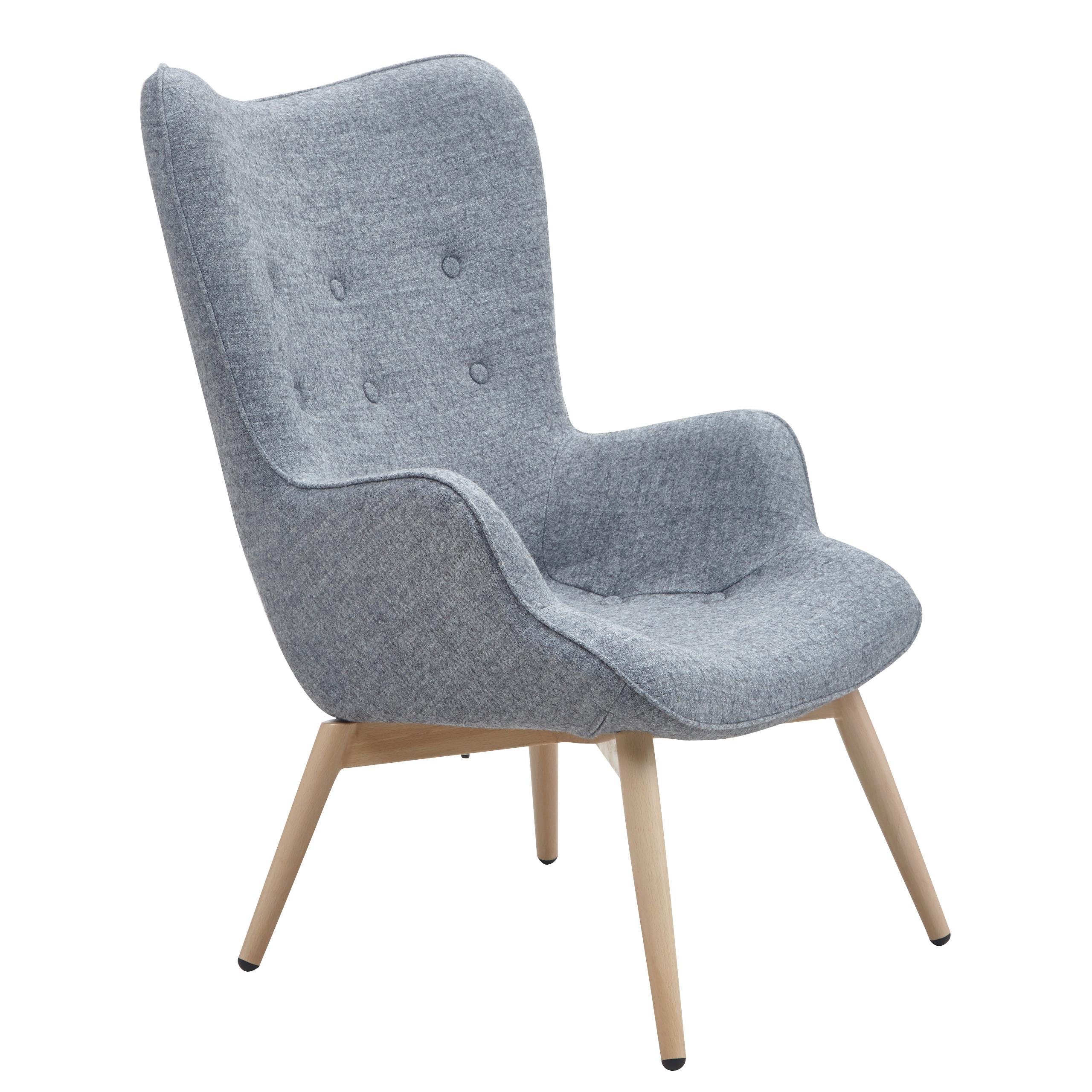 Sessel Grau B: 80 Cm - Eichefarben/Grau, MODERN, Textil (80/92/99cm) - Livetastic