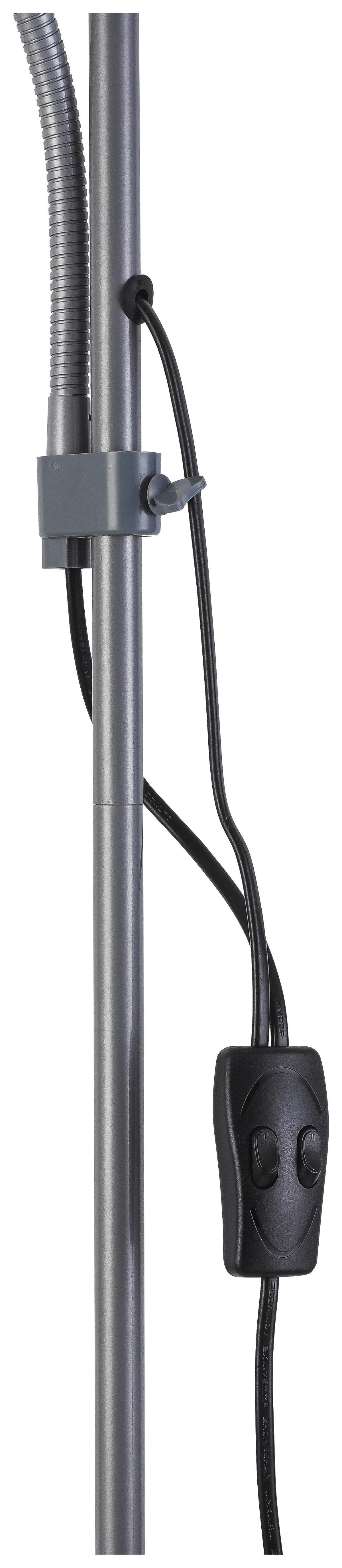 Stehlampe Doris Silberfarben/Weiß mit Leselampe - Silberfarben/Weiß, KONVENTIONELL, Kunststoff/Metall (180cm) - Ondega
