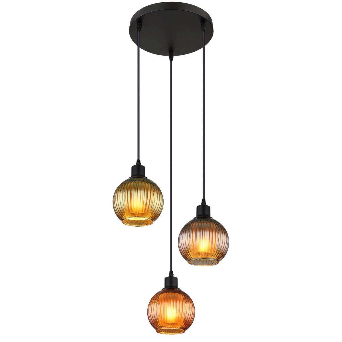 Hängeleuchte 15638-3 Zumba - Multicolor/Schwarz, Trend, Glas/Metall (36/120cm) - Globo