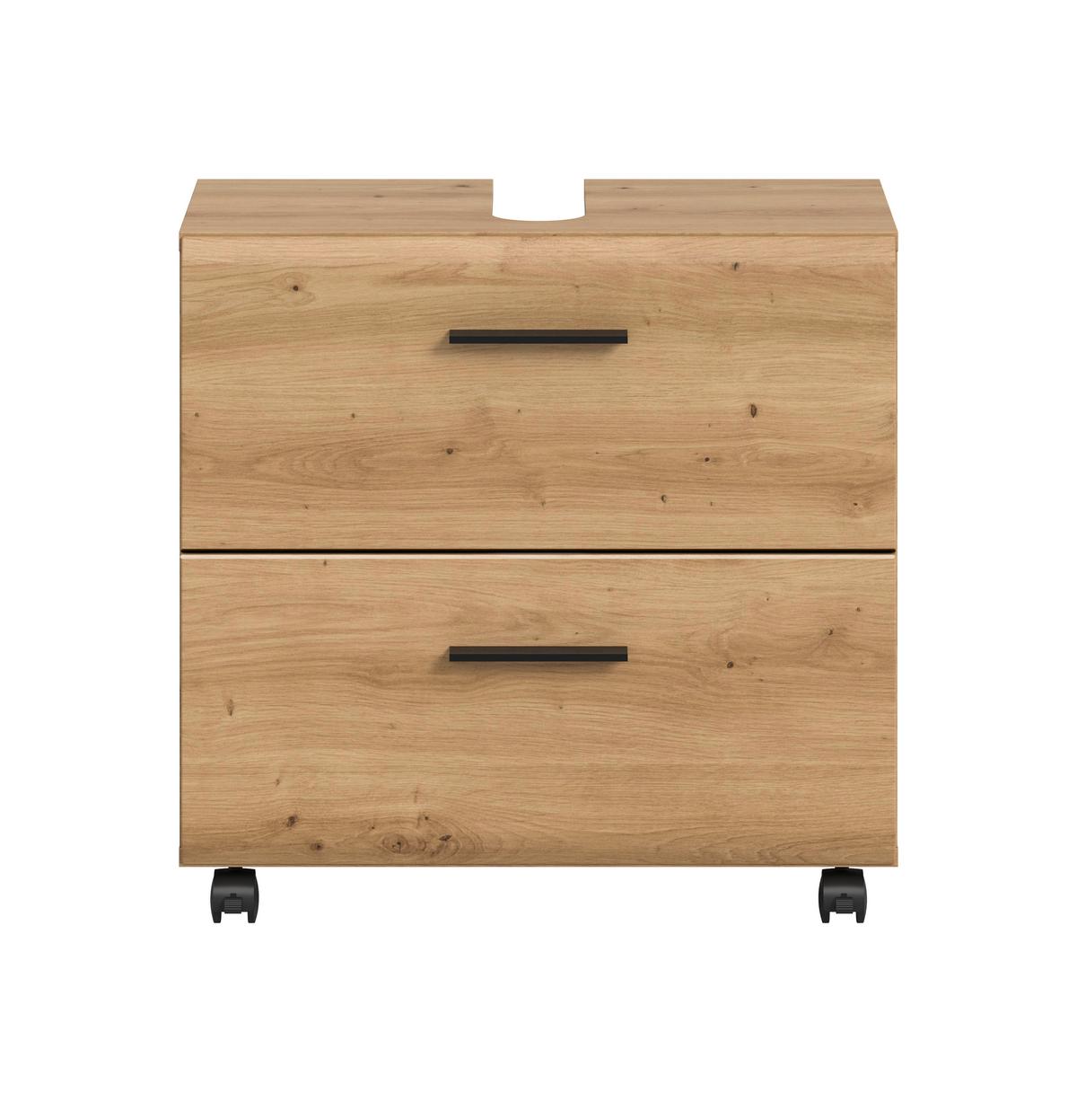 WASCHBECKENUNTERSCHRANK Ice Eiche Dekor B: 60cm - Schwarz/Eiche Artisan, Trend, Holzwerkstoff (60/58/30cm) - MID.YOU