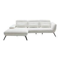 Sedačka SEATTLE, ľavá, biely menčester, bez vankúšov - čierna/biela, Modern, kov/kompozitné drevo (196/87-107/301cm) - Premium Living