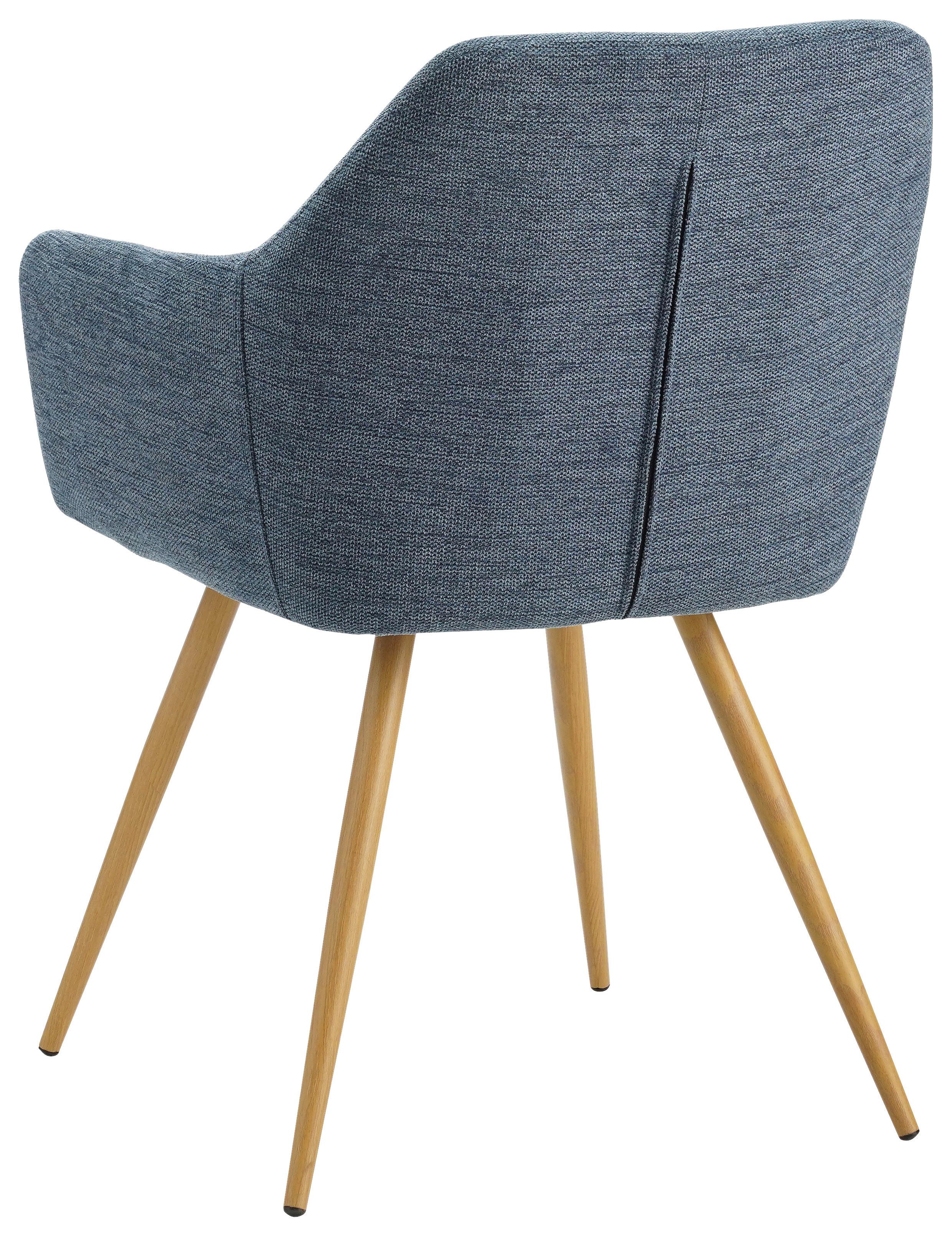 Armlehnstuhl Melinda Blau Gepolstert - Blau/Naturfarben, MODERN, Textil/Metall (56/81,5/63cm) - MID.YOU