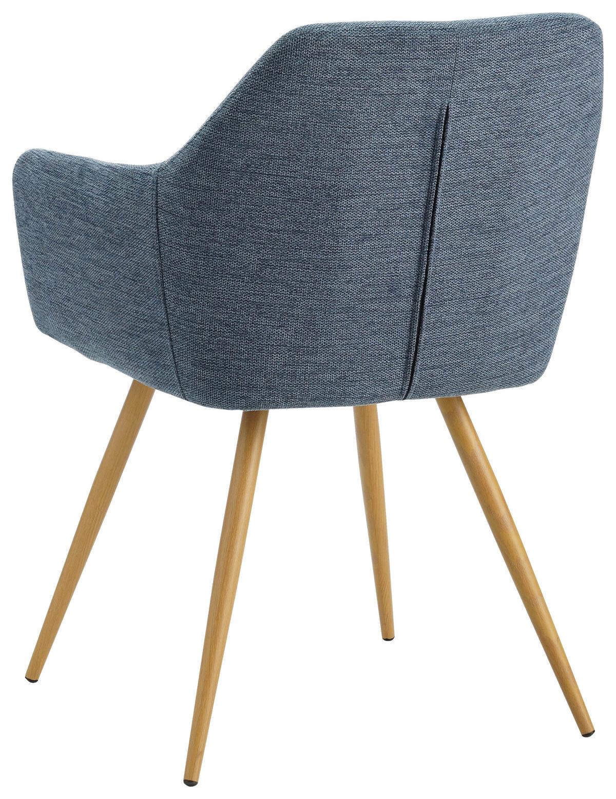 Armlehnstuhl Melinda Blau Gepolstert - Blau/Naturfarben, MODERN, Textil/Metall (56/81,5/63cm) - MID.YOU