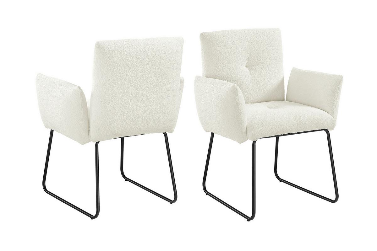 Armlehnstuhl Weiß B: 73,5 Cm - Schwarz/Weiß, MODERN, Textil/Metall (73,5/87/64,5cm) - Livetastic