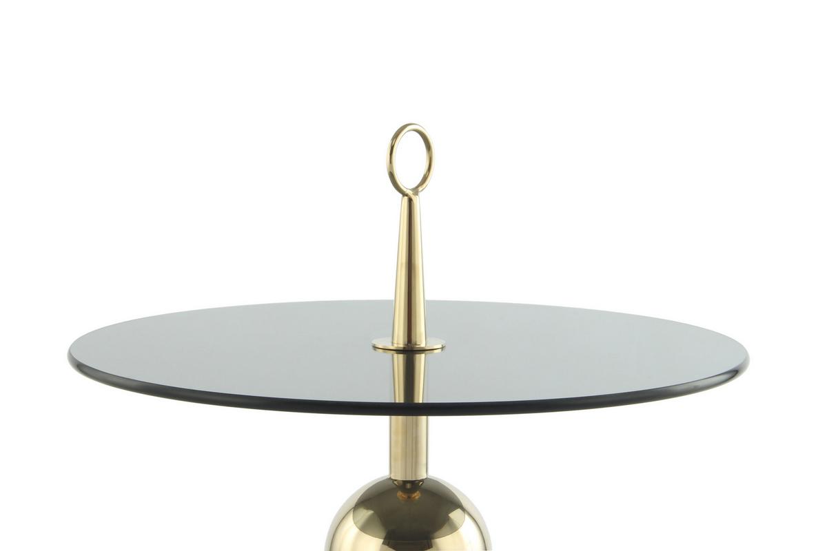 Beistelltisch Mit Glasplatte Rund Ontario, Grau/gold - Goldfarben/Grau, MODERN, Glas/Metall (46/46/52cm) - Kayoom